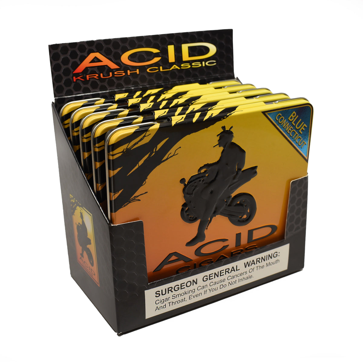 Drew Estate ACID Krush Blue Connecticut Tin 10ct 4 x 32 cigar tin