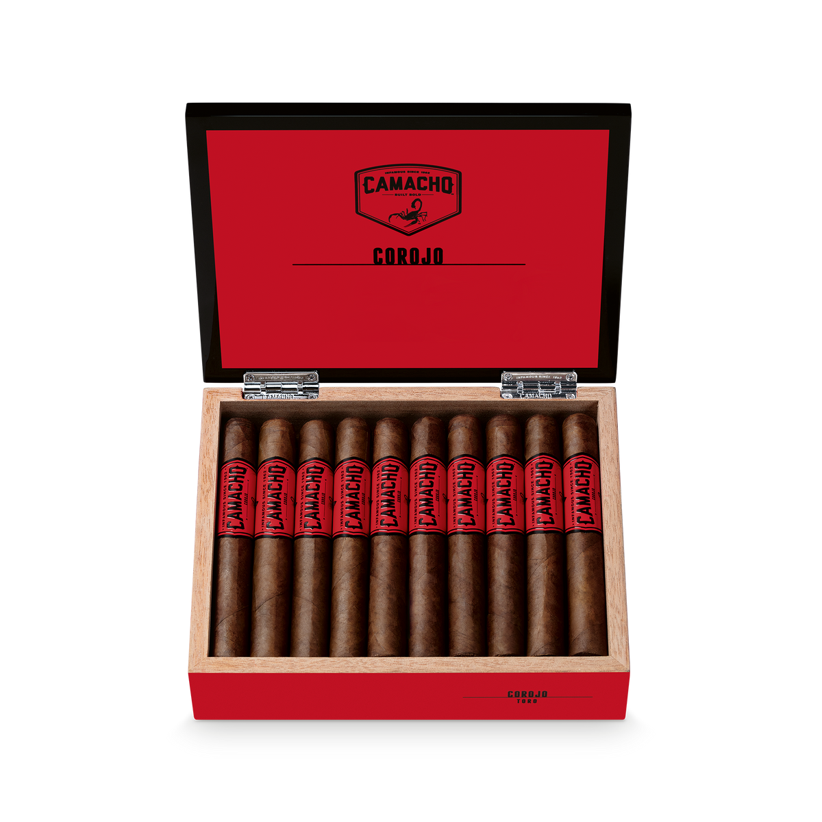 Camacho Corojo Toro 6 x 50 open cigar box