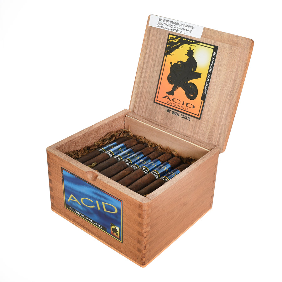 Drew Estate ACID Blondie Maduro 4 x 38 open cigar box