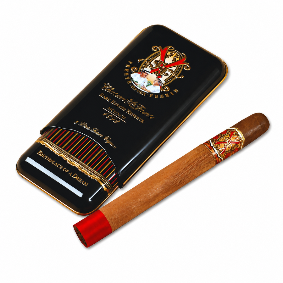 Arturo Fuente OpusX Reserva d'Chateau Tin of 3 cigar tin with cigar