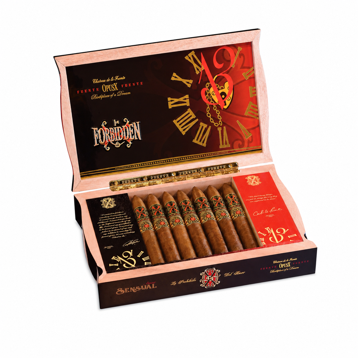 Arturo Fuente OpusX Forbidden X Amor Sensual open cigar box