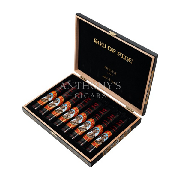 God of Fire Serie B Double Robusto Tubo cigar box