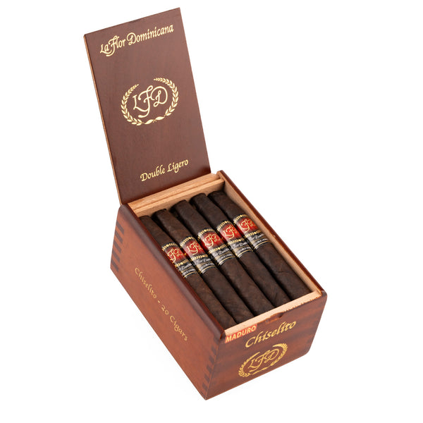 La Flor Dominicana Double Ligero Chiselito Maduro open cigar box